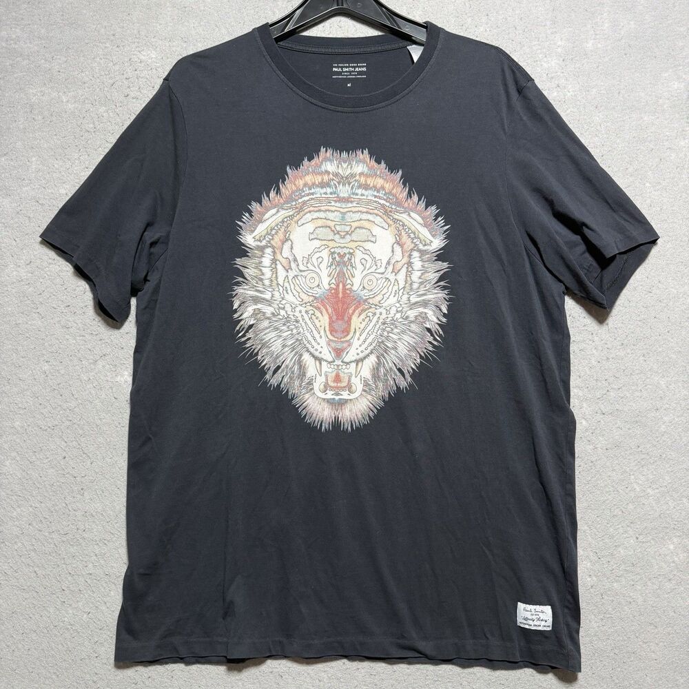 Paul Smith Mens T Shirt Size XL Black Lion Print Tee Short Sleeve Cotton Top
